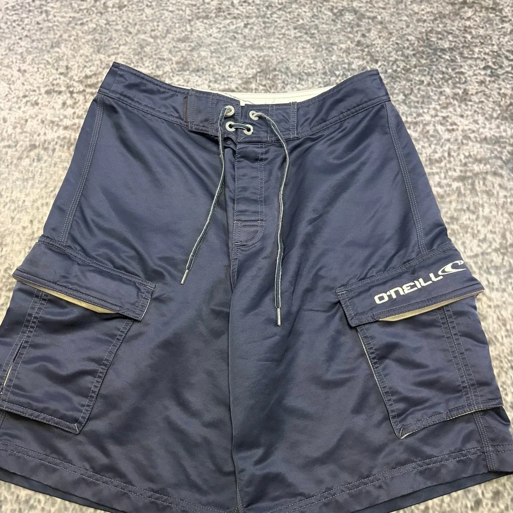 Vintage Y2K O'Neill Board Shorts Mens 31 Navy Blue Cargo Surf Skater Swim Trunks